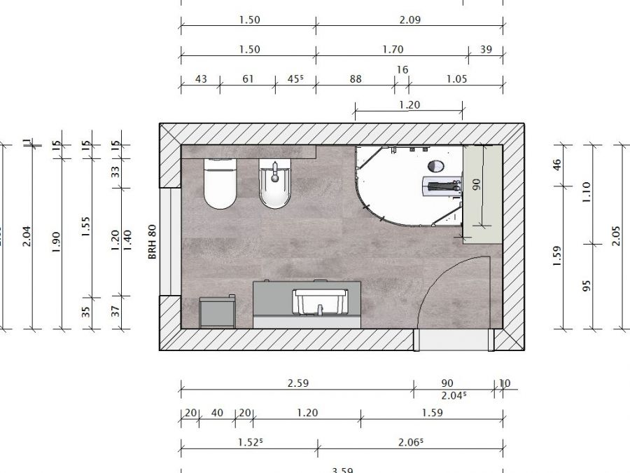 Bad Neubau Visualisierung des Hauptbades